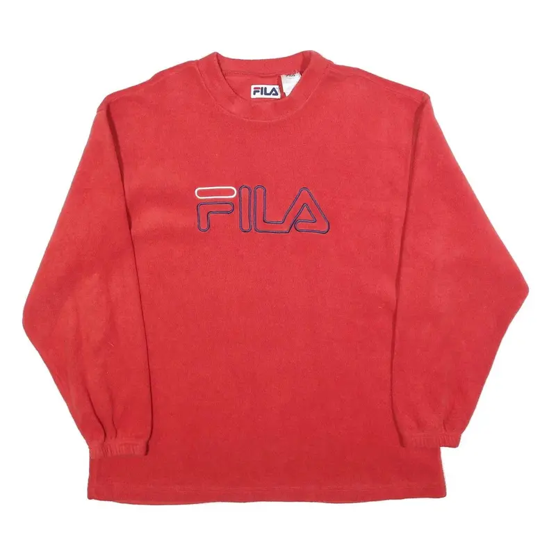 Fila Mens Red Jumper Plain Crew Neck Basic Knit L Comfort Casual Polyester 1