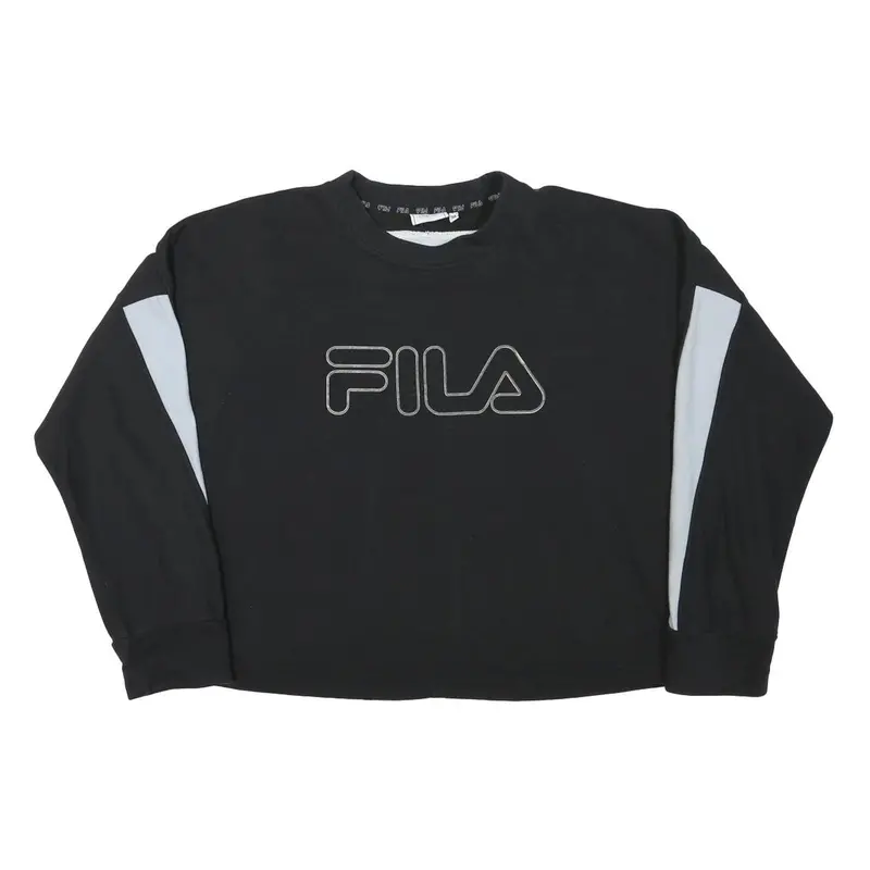Fila Womens Black & Grey Logo Crew Neck M Sweatshirt Cotton Blend Casual 1