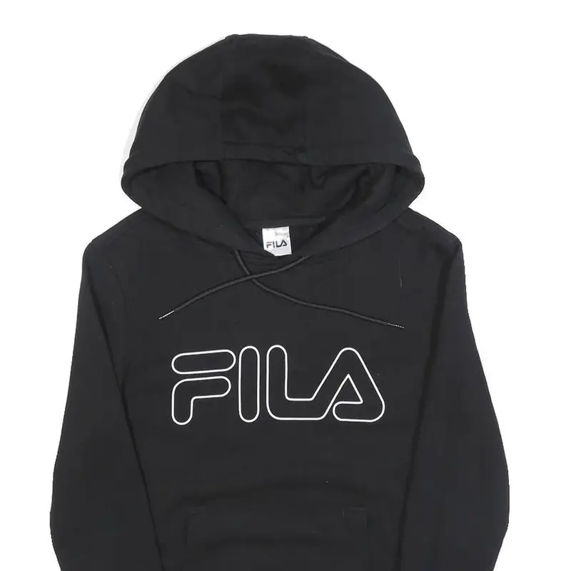Fila Womens Black Hoodie S Cotton Blend Pullover Logo Sweatshirt 2