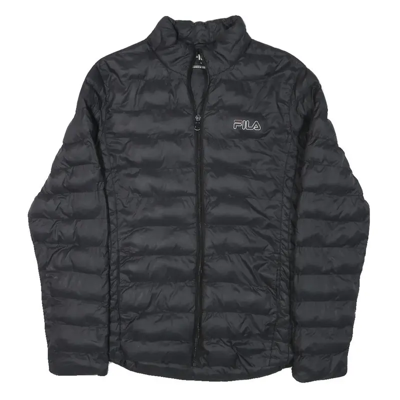 Fila Womens Black Outdoor Jacket L Polyester Blend Microfibre Plain Lightweight 1