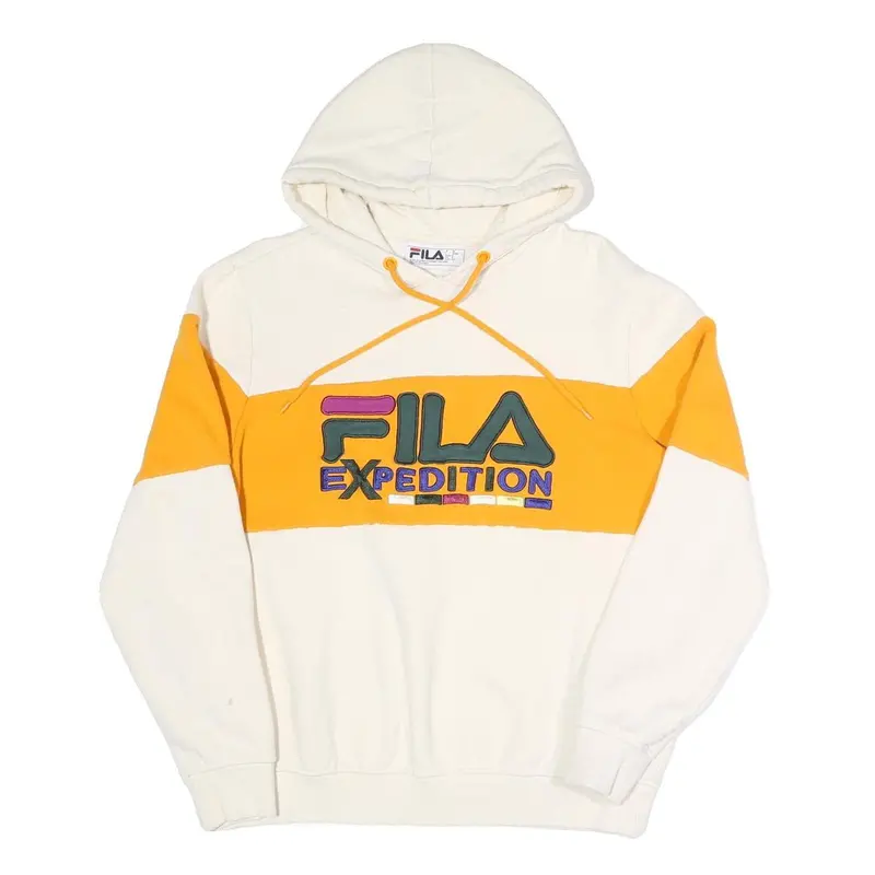 Fila Womens Cream & Yellow Expedition Hoodie S Casual Cotton Blend Pullover 1