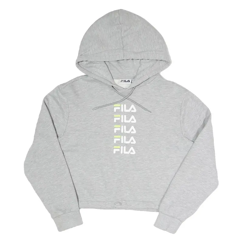 Fila Womens Grey Hoodie Uk 12 Cotton Blend Pullover Casual Sportswear 1