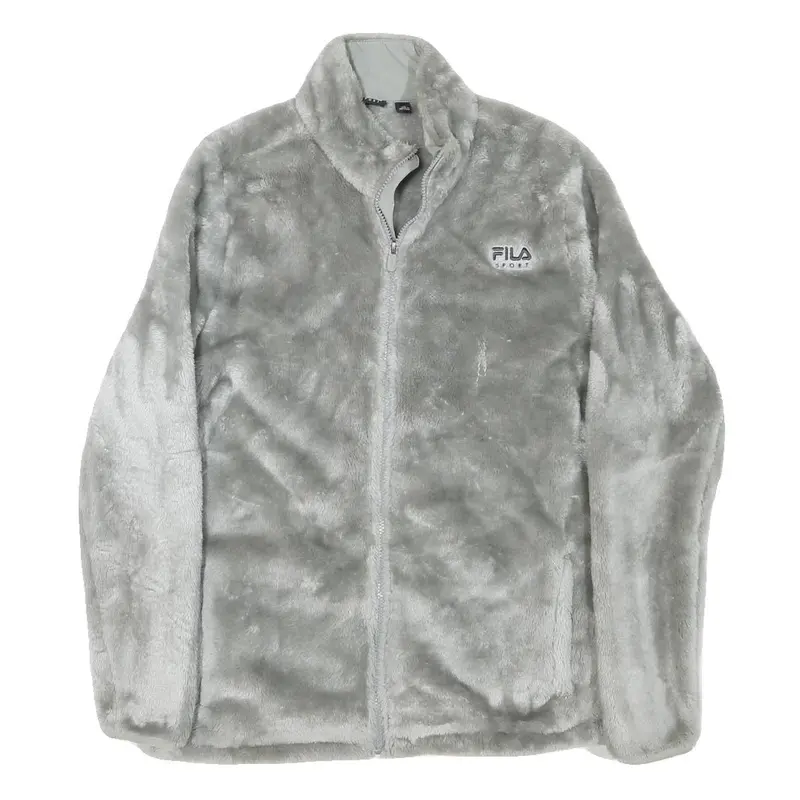 Fila Womens Grey Sport Jacket Xl Polyester Blend Fleece Zip Casual Comfort 1