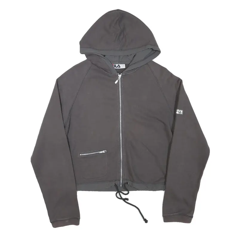 Fila Womens Grey Zip Up Hoodie M Casual Cotton Blend Drawstring Pocket 1