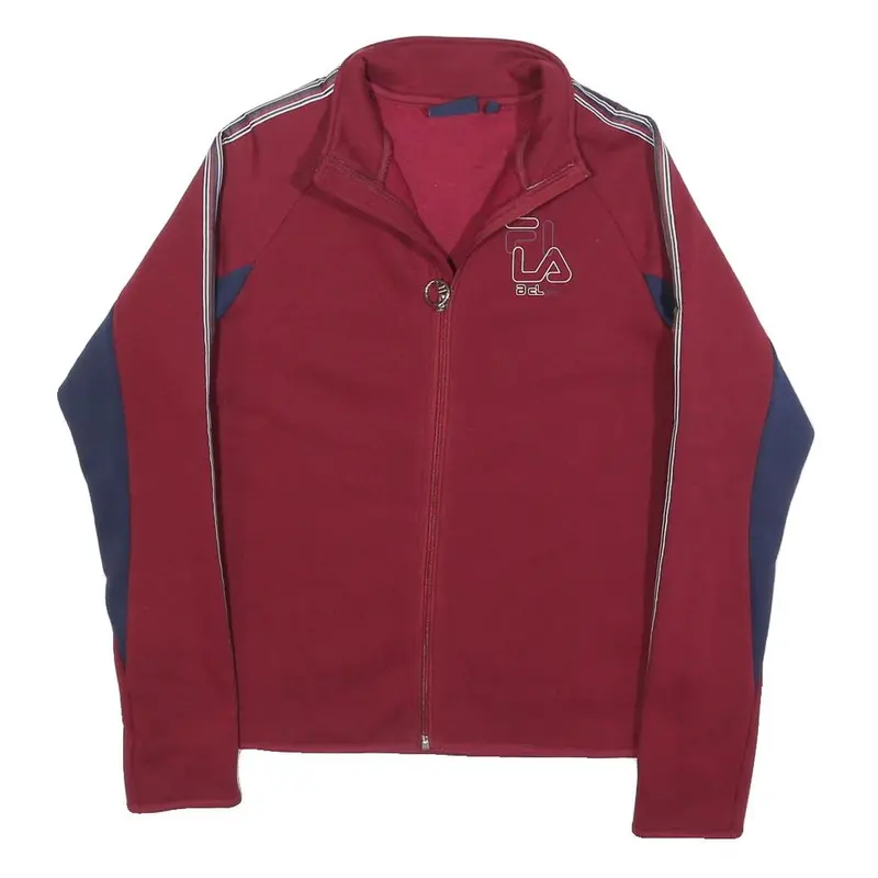 Fila Womens Maroon & Navy Zip Jacket M Cotton Blend Classic Sporty Long Sleeve 1