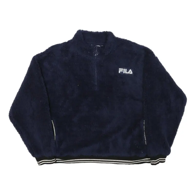 Fila Womens Navy Blue Polyester Blend Zip Jacket 2Xl Fleece Casual Outerwear 1