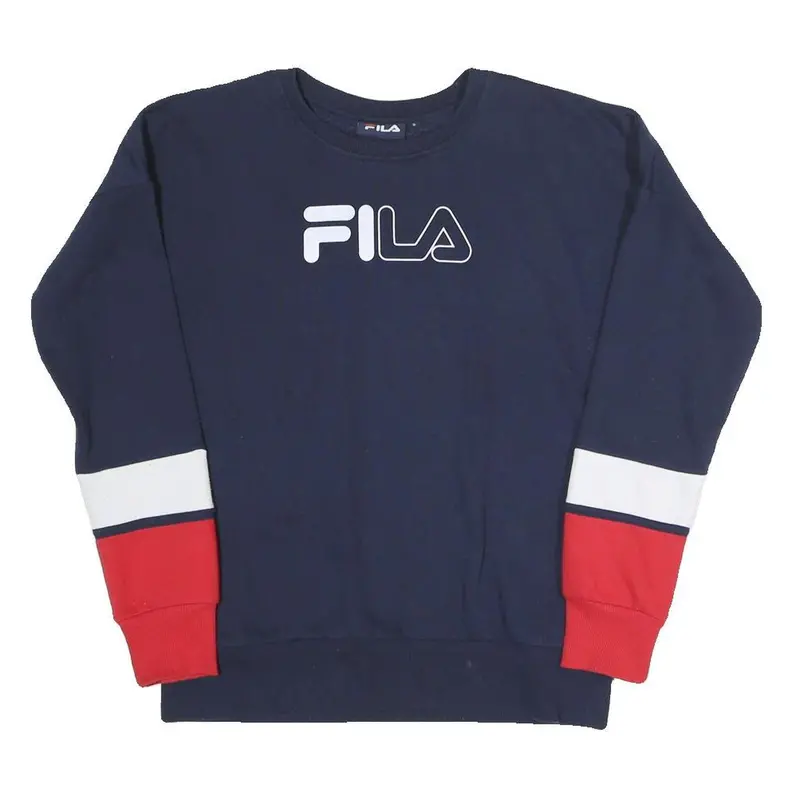 Fila Womens Navy Blue & Red Cotton Blend Crew Neck S Sweatshirt 1