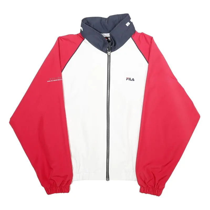 Fila Womens White & Red Zip Jacket L Plain Lightweight Casual Retro Sportswear 1