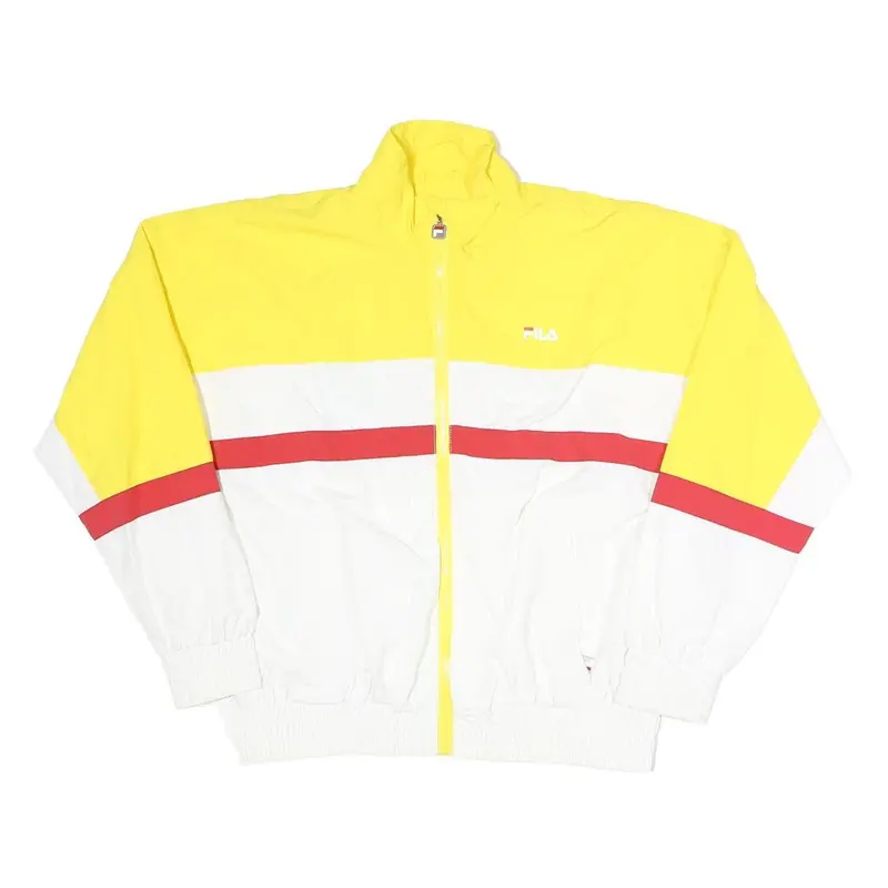 Fila Womens Yellow & White Sports Zip Jacket Xs Polyester Track Retro 1