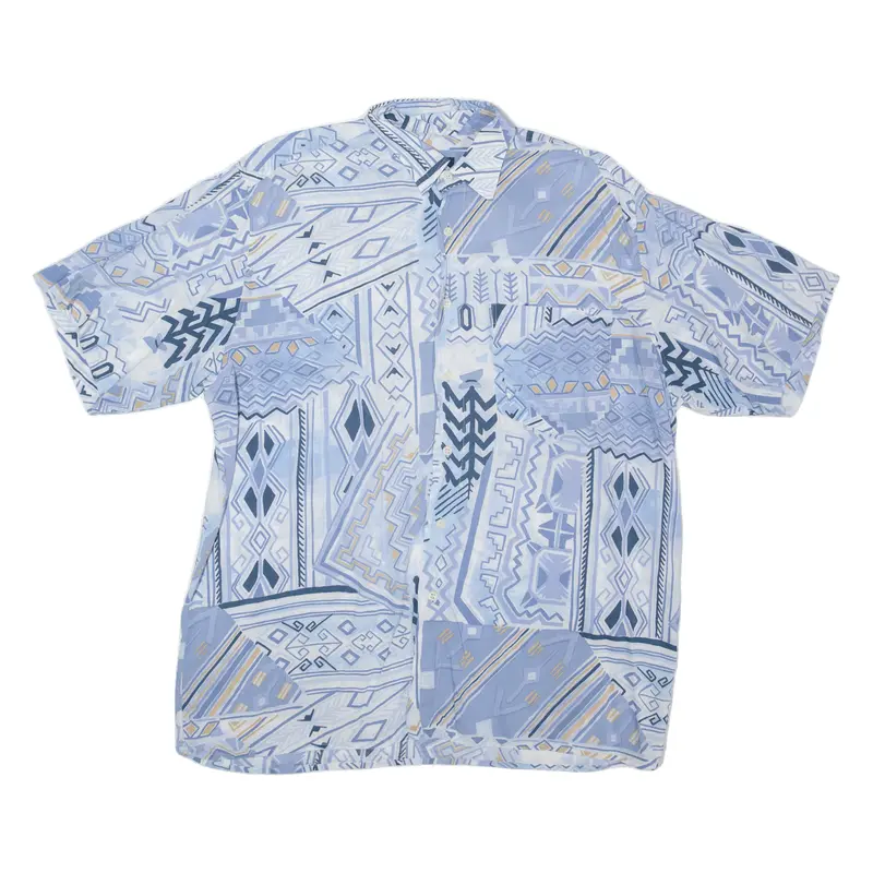 Firey Mens Shirt Blue Crazy Pattern L 1