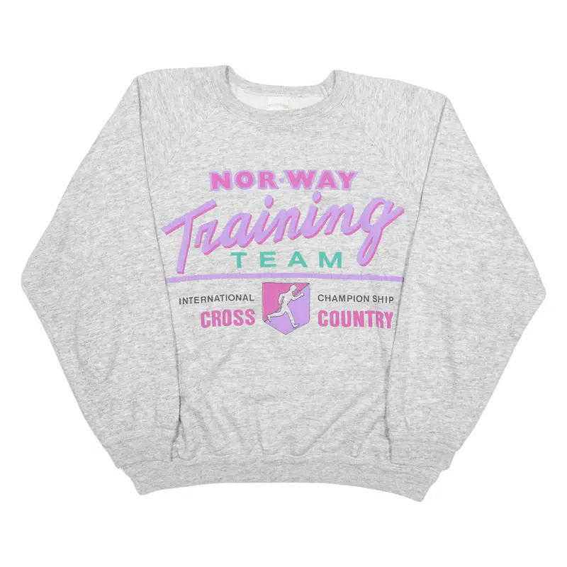 First Class Norway Training Team Mens Sweatshirt Grey Crew Neck L 1