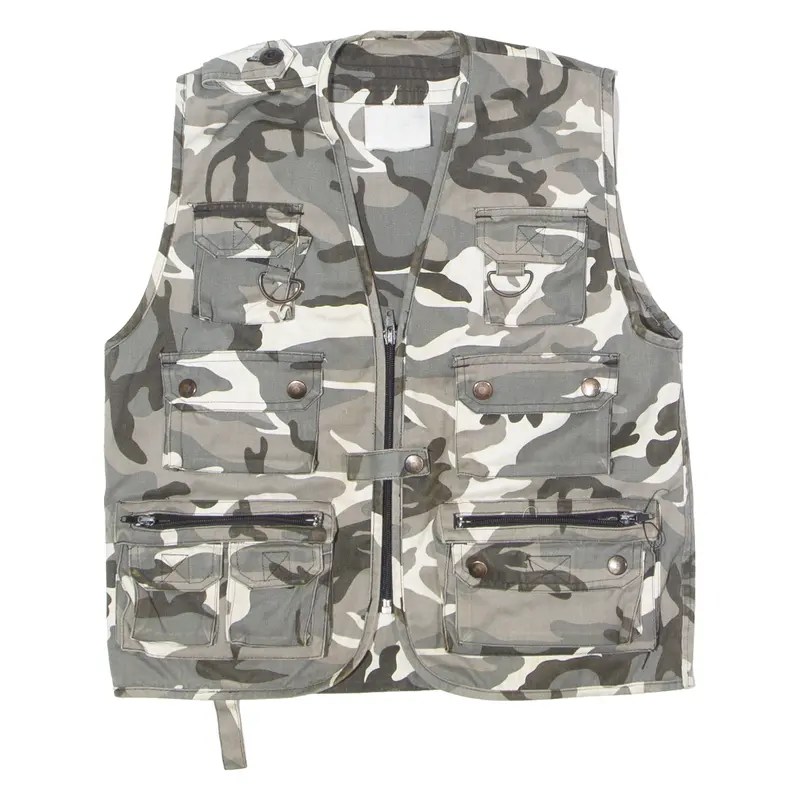 Fishing Boys Gilet Grey Twill Camouflage M 1