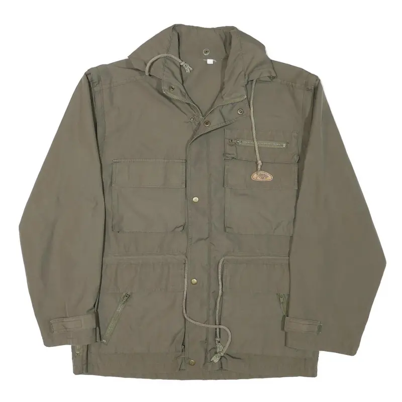 Fispo Mens Green Zip Jacket L Polyester Blend Outdoor Utility Classic Fit 1