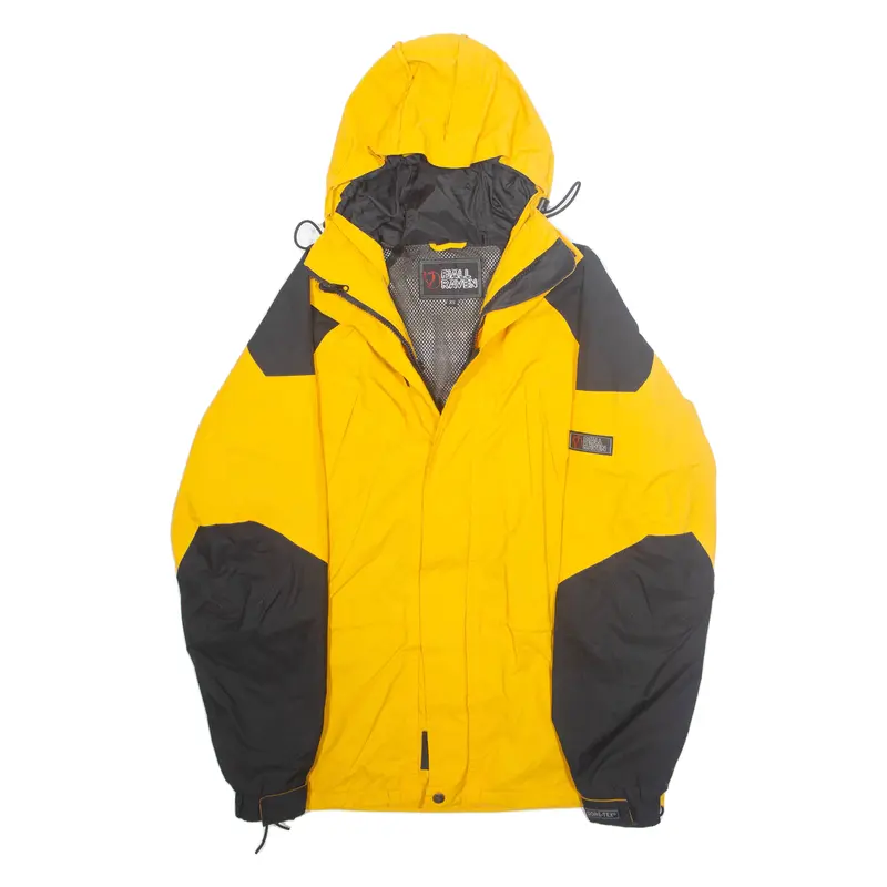 Fjällräven Mesh Lined Mens Rain Jacket Yellow Hooded Xs 1