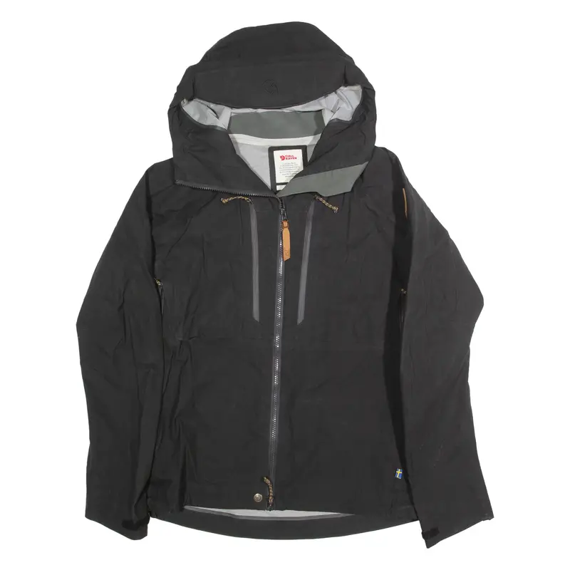 Fjällräven Womens Rain Jacket Black Hooded S 1