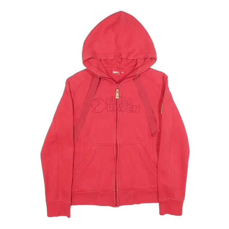 Fjallraven Womens Red Hoodie Full Zip M Cotton Blend Casual Sweatshirt 1