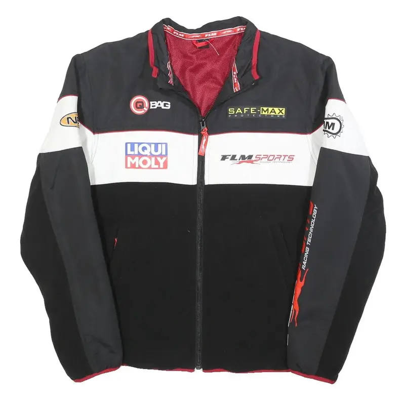Flm Mens Black White Red Racing Polyester Blend Zip Jacket Sports M 1