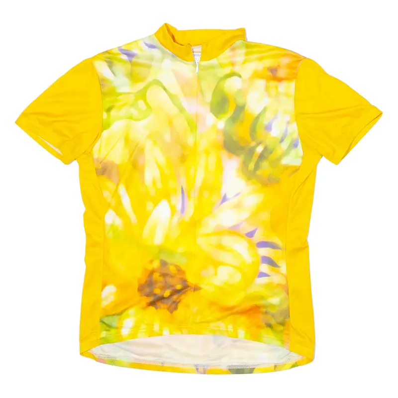Floral Cycling Womens Jersey Yellow Usa 1/2 Zip M 1