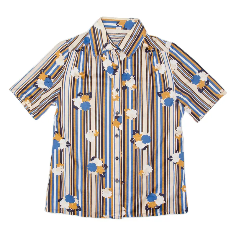 Floral Womens Shirt Beige Striped S 1
