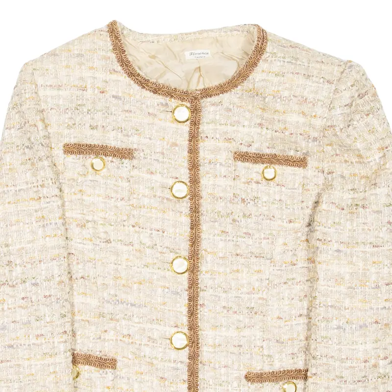 Florence Couture Womens Blazer Coat Beige M 2
