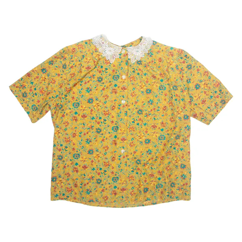 Foschini Womens Printed Blouse Brown Collared Floral M 1
