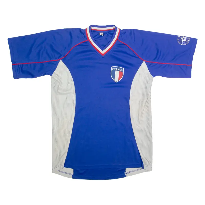 France Mens Football Shirt Jersey Blue V-Neck S 1