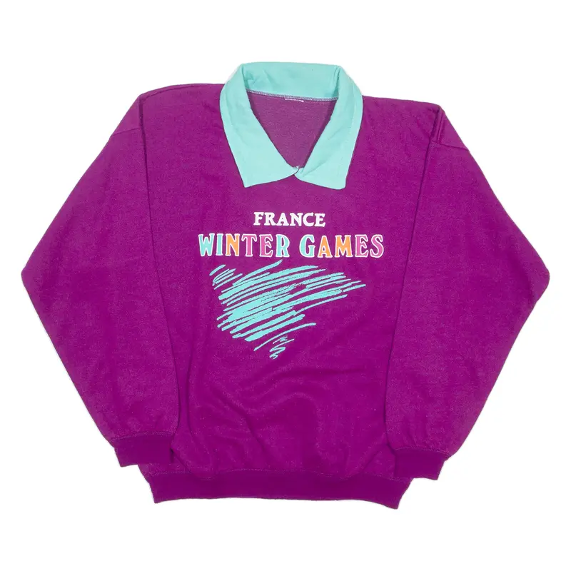 France Winter Games Mens Sweatshirt Purple Crew Neck Xl 1