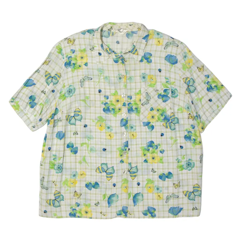 Frankenwald Floral Womens Shirt Cream Viscose 90S Check Xl 1