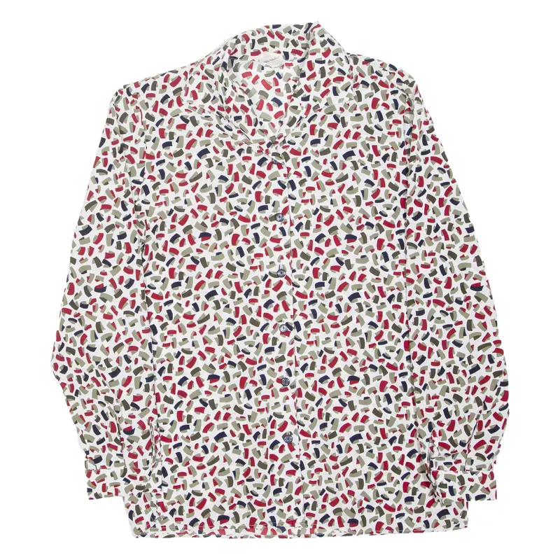 Frankenwalder Womens Shirt Red Crazy Pattern Long Sleeve M 1