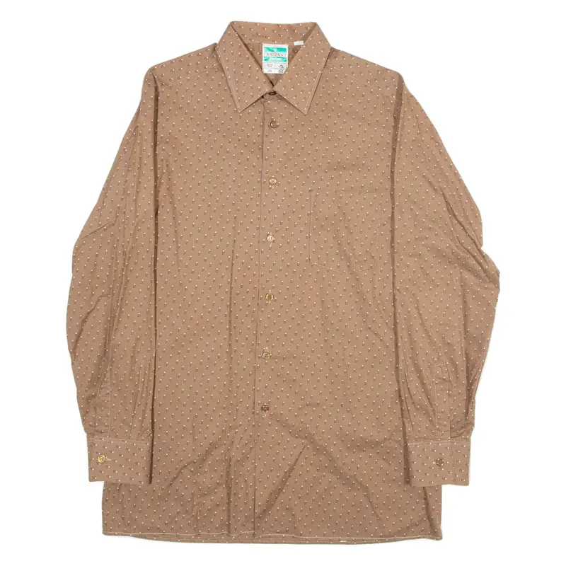 Frappant Extra Mens Shirt Brown Long Sleeve S 1