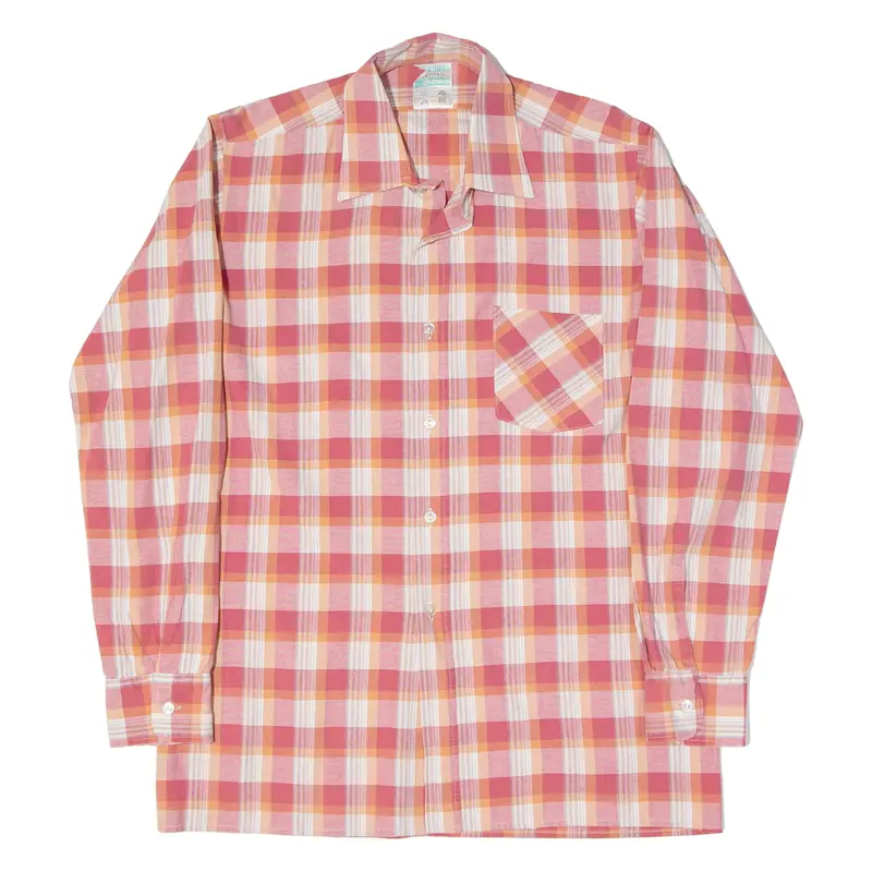 Frappant Mens Shirt Pink Check Long Sleeve M 1