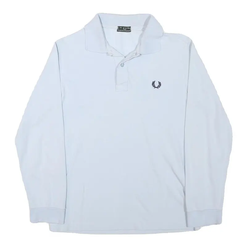 Fred Perry Boys White Long Sleeve Plain Polo Shirt 14Y Cotton Blend Classic 1