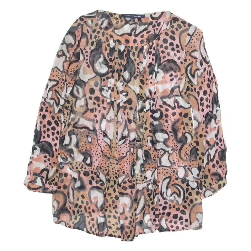 French Collection Womens Printed Top Pink Long Sleeve Animal Print Uk 10 1