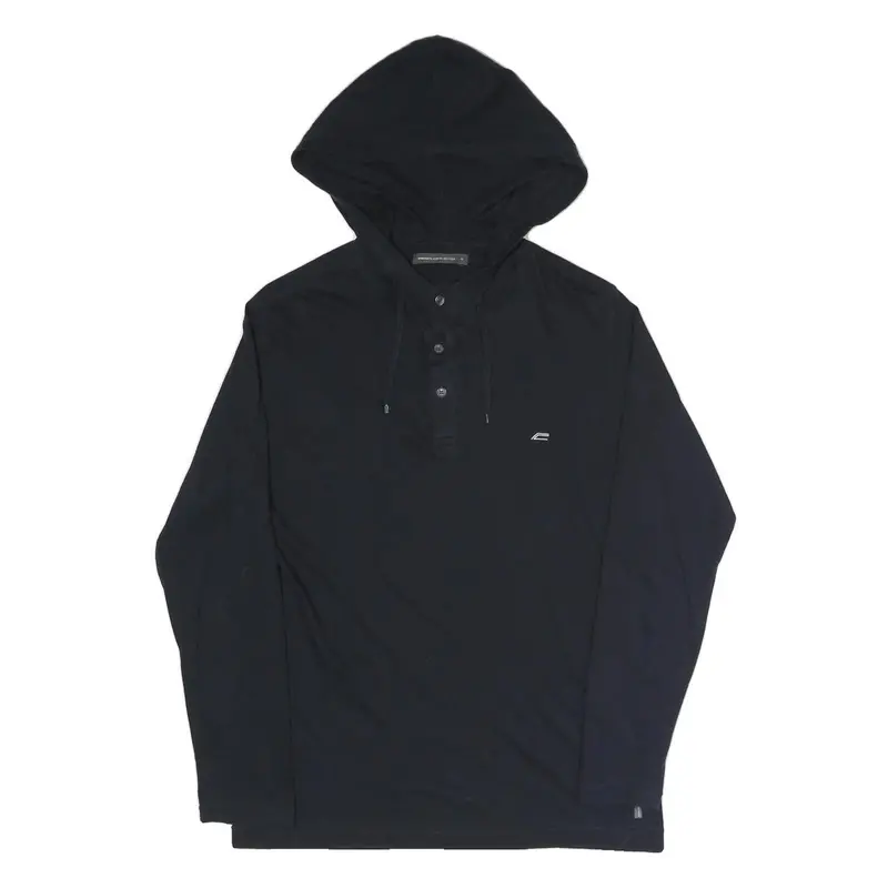 French Connection Mens Black Hoodie S Cotton Blend Pullover Hooded Top 1