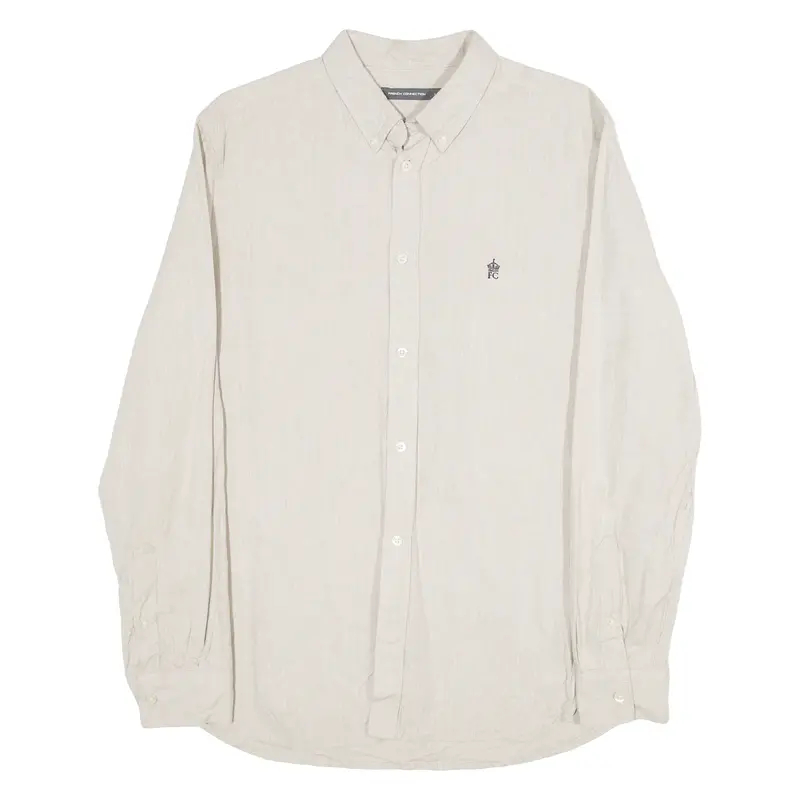 French Connection Mens Plain Shirt Grey Long Sleeve L 1