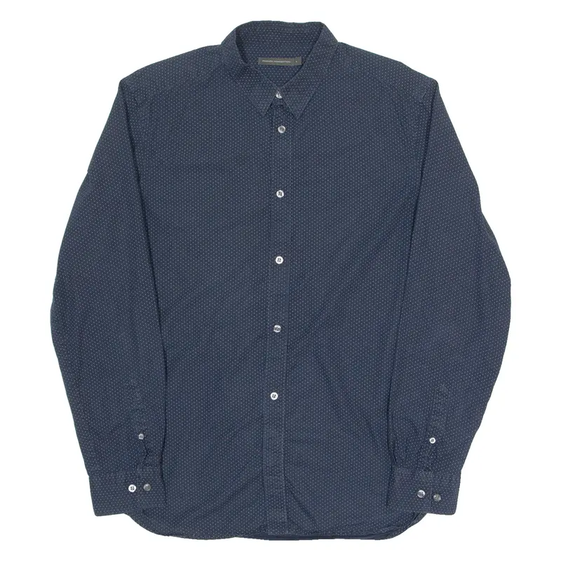 French Connection Mens Shirt Blue Spotted Long Sleeve L 1
