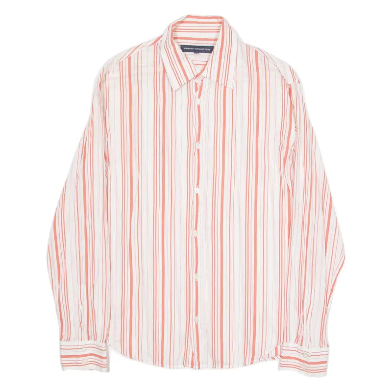 French Connection Womens Printed Shirt White Long Sleeve Striped L 1