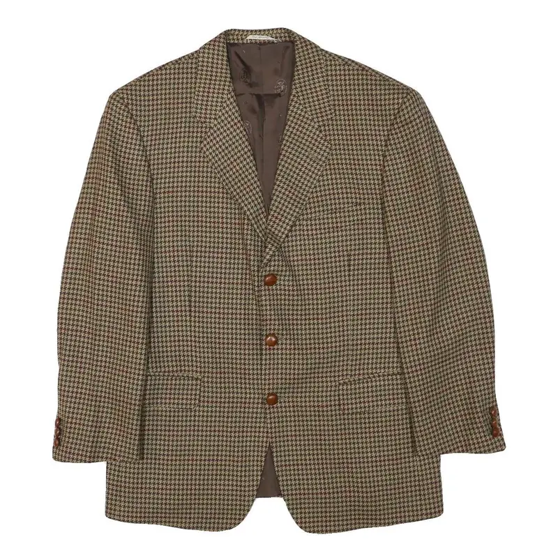 Frey Mens Brown & Beige Checked Wool Blend Blazer Jacket M Woven Classic 1
