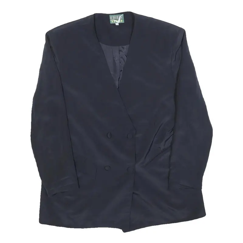 Frey Style Womens Black Button Jacket L Polyester Classic Plain Stylish Midi 1