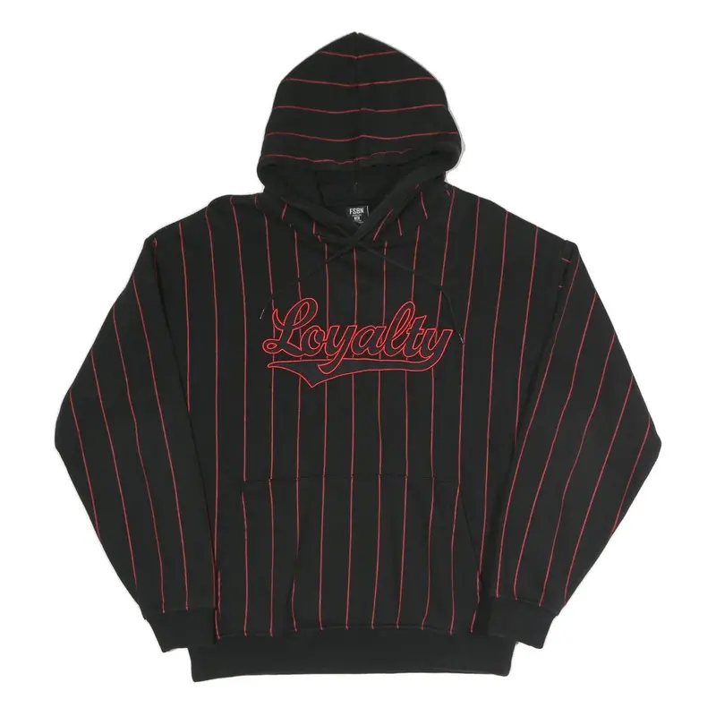 Fsbn Mens Black & Red Pinstripe Loyalty Pullover Hoodie M Casual Streetwear 1