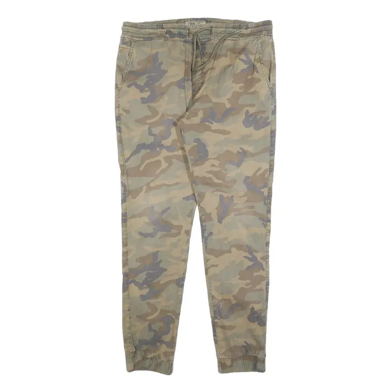 Fsbn Mens Cotton Blend Camouflage Slim Tapered Trousers W35 L30 Casual 1