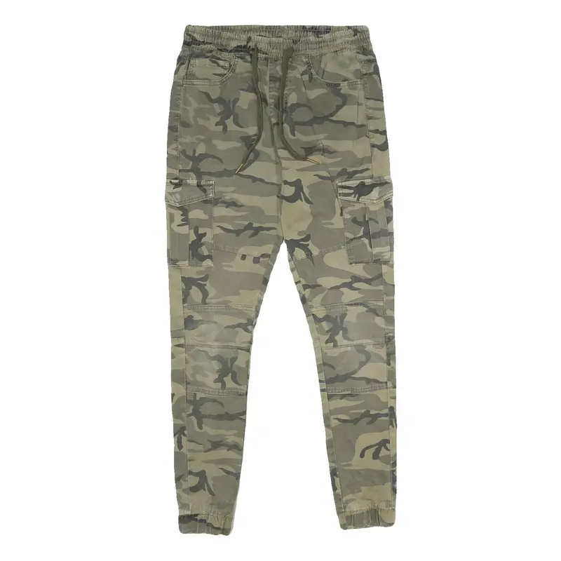 Fsbn Mens Cotton Blend Green Camouflage Regular Fit Cargo Trousers W28 L30 1