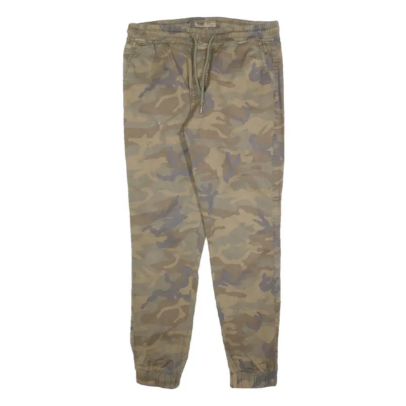 Fsbn Mens Cotton Blend Slim Camouflage Trousers W32 L30 Drawstring Casual 1