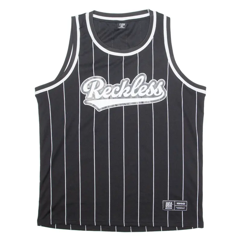 Fsbn Reckless Pinstripe Mens Jersey Black Sleeveless Usa L 1