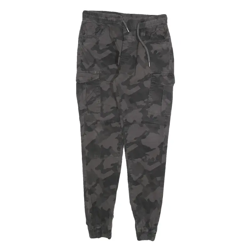 Fsbn Womens Cotton Blend Black Camouflage Slim Tapered Trousers W28 L28 1