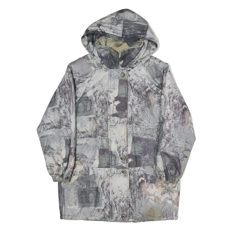 Fuchs & Schmitt Womens Grey Jacket L Polyester Blend Printed Zip Hooded Casual 1