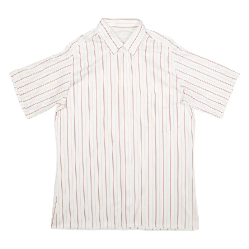 Full Zip Mens Shirt White Striped M 1