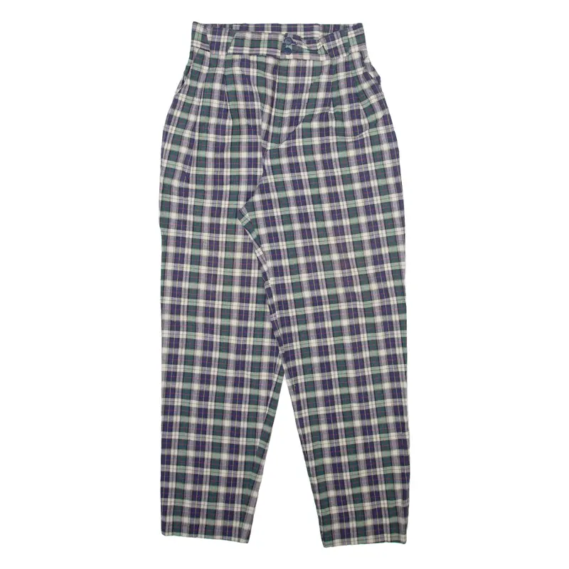 Fundamental Things Check Womens Trousers Blue Relaxed Tapered W24 L27 1