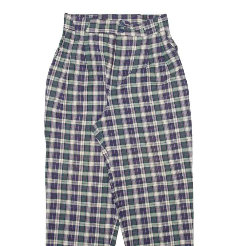 Fundamental Things Check Womens Trousers Blue Relaxed Tapered W24 L27 2