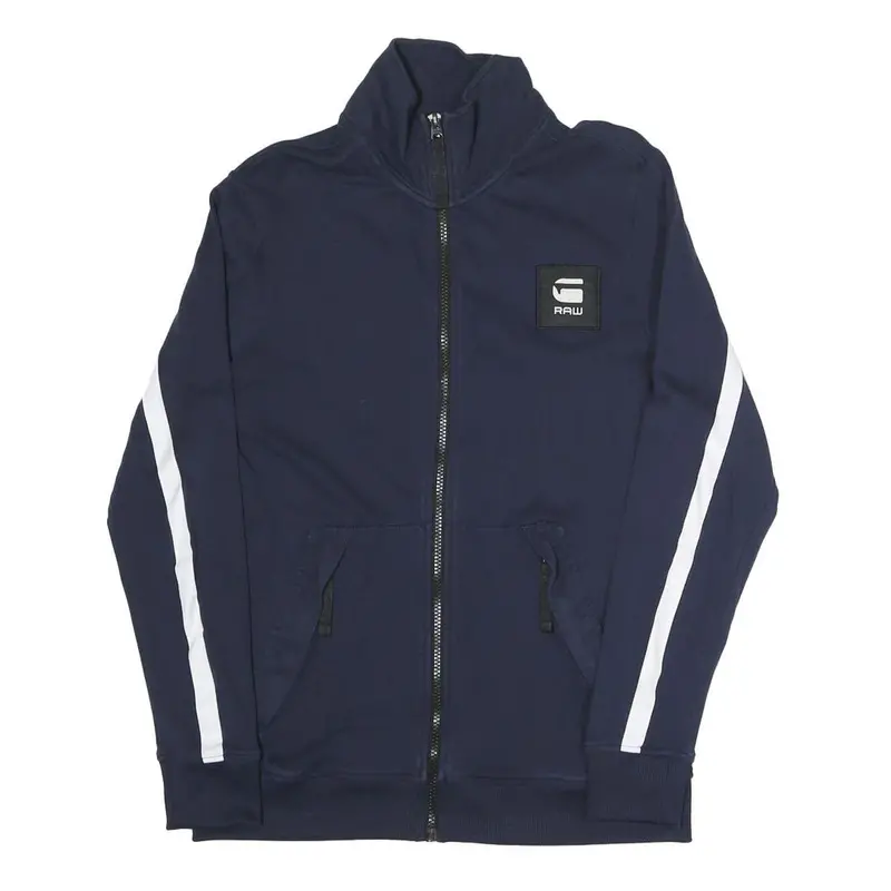 G-Star Mens Blue Navy Raw Jacket M Cotton Blend Zip Trackwear Sportswear 1